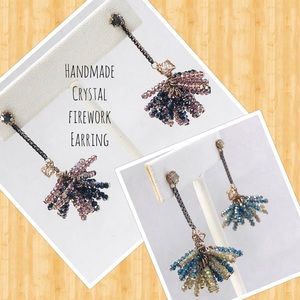 Handmade Designer Firework Crystal Earrings-NWT